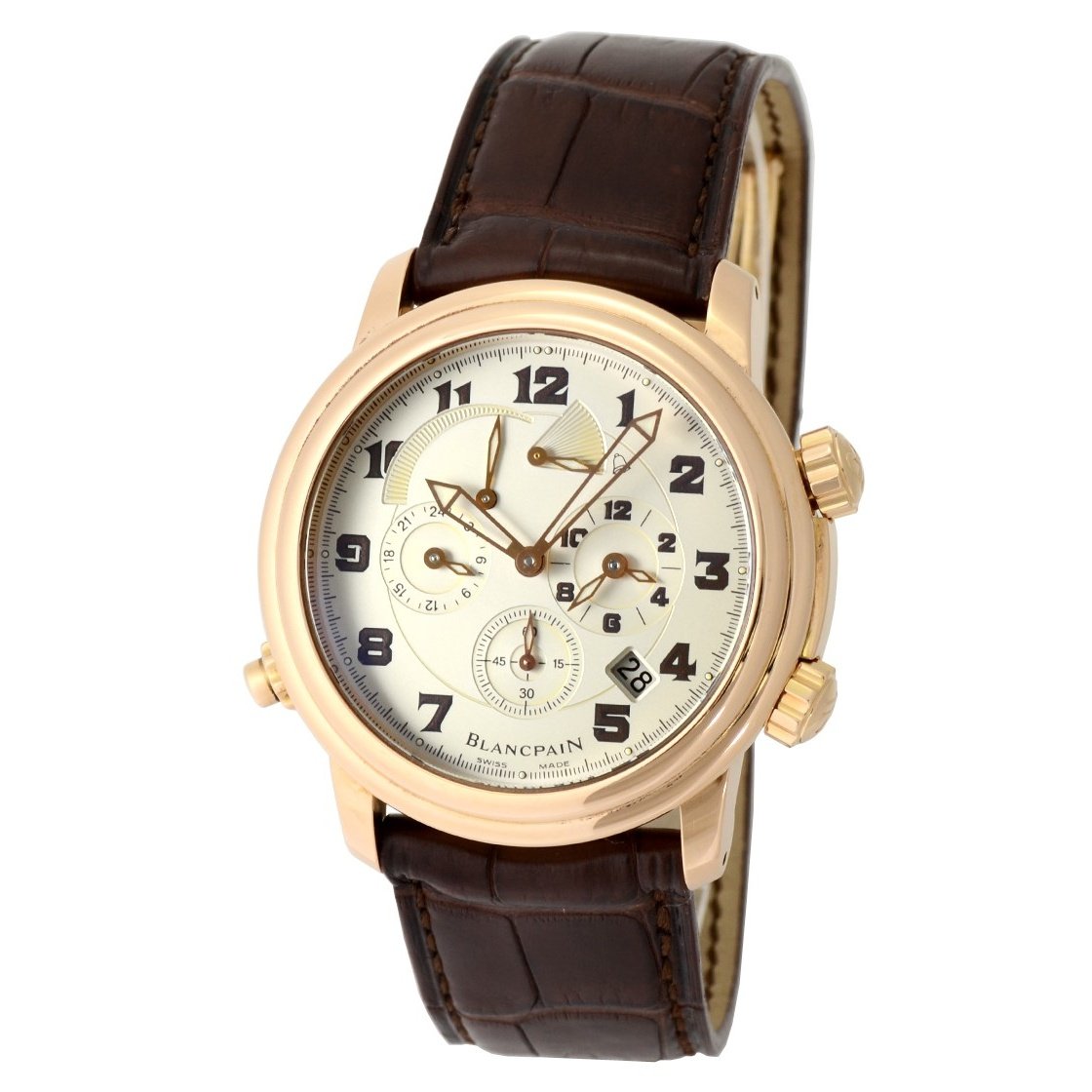 Blancpain Men&#39;s 2041-3642M-53B Leman Reveil Chronograph Brown Leather Watch