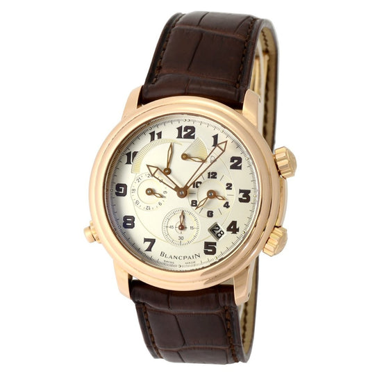 Blancpain Men's 2041-3642M-53B Leman Reveil Chronograph Brown Leather Watch