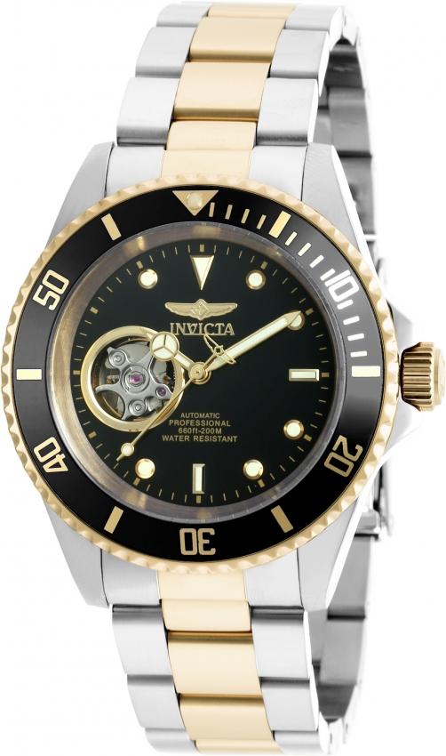 Invicta Men's 20438 Pro Diver Automatic Black and Gold-Tone Silver Watch