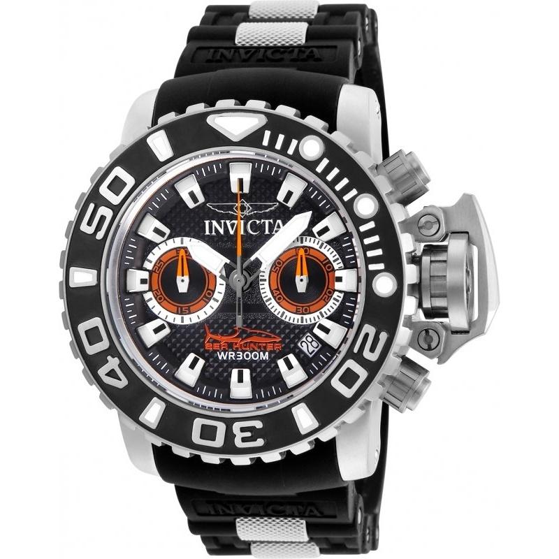 Invicta Men&#39;s 20472 Sea Hunter Black Polyurethane and Stainless Steel Watch