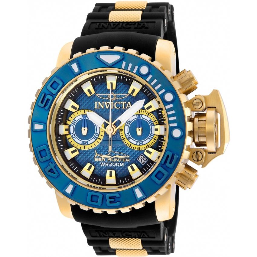Invicta Men&#39;s 20476 Sea Hunter Black and Gold-Tone Polyurethane and Stainless Steel Watch