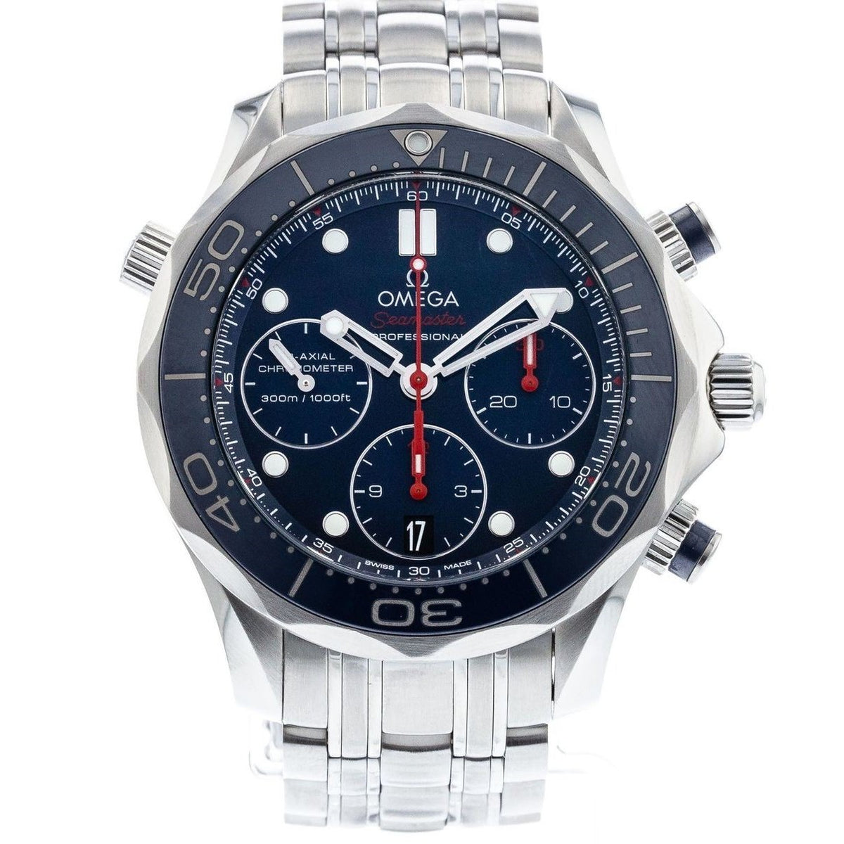 Omega Men&#39;s 212.30.42.50.03.001 Seamaster Diver 300 Co-Axial Chronograph Chronograph Stainless Steel Watch