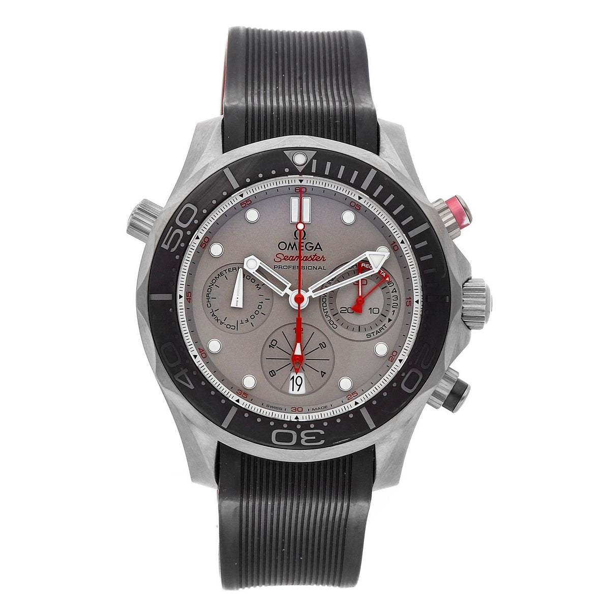 Omega Men&#39;s 212.92.44.50.99.001 Seamaster Diver 300 Co-Axial Chronograph Chronograph Black Rubber Watch
