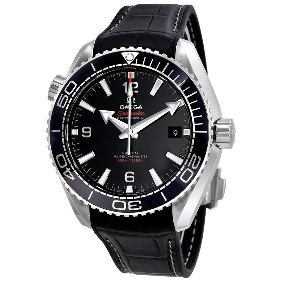 Omega Men&#39;s 215.33.44.21.01.001 Seamaster Planet Ocean Black Leather Watch