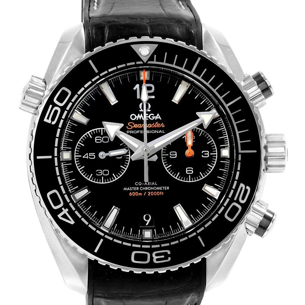 Omega Men&#39;s 215.33.46.51.01.001 Seamaster Planet Ocean Chronograph Black Leather Watch