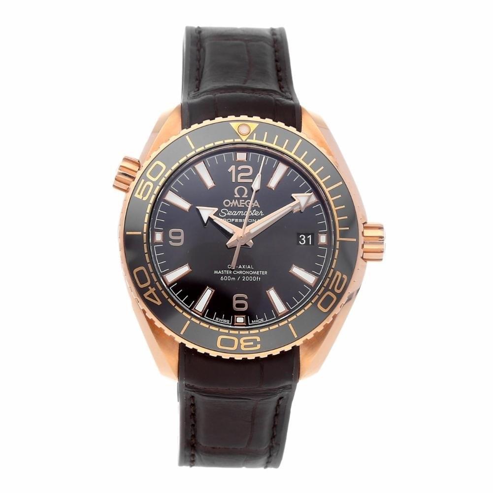 Omega Men's 215.63.40.20.13.001 Seamaster Planet Ocean Brown Leather Watch