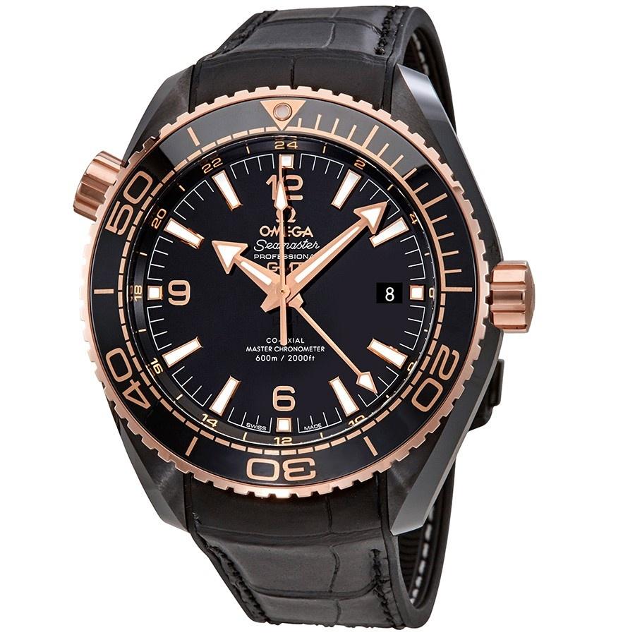 Omega Men's 215.63.46.22.01.001 Seamaster Planet Ocean Black Leather Watch
