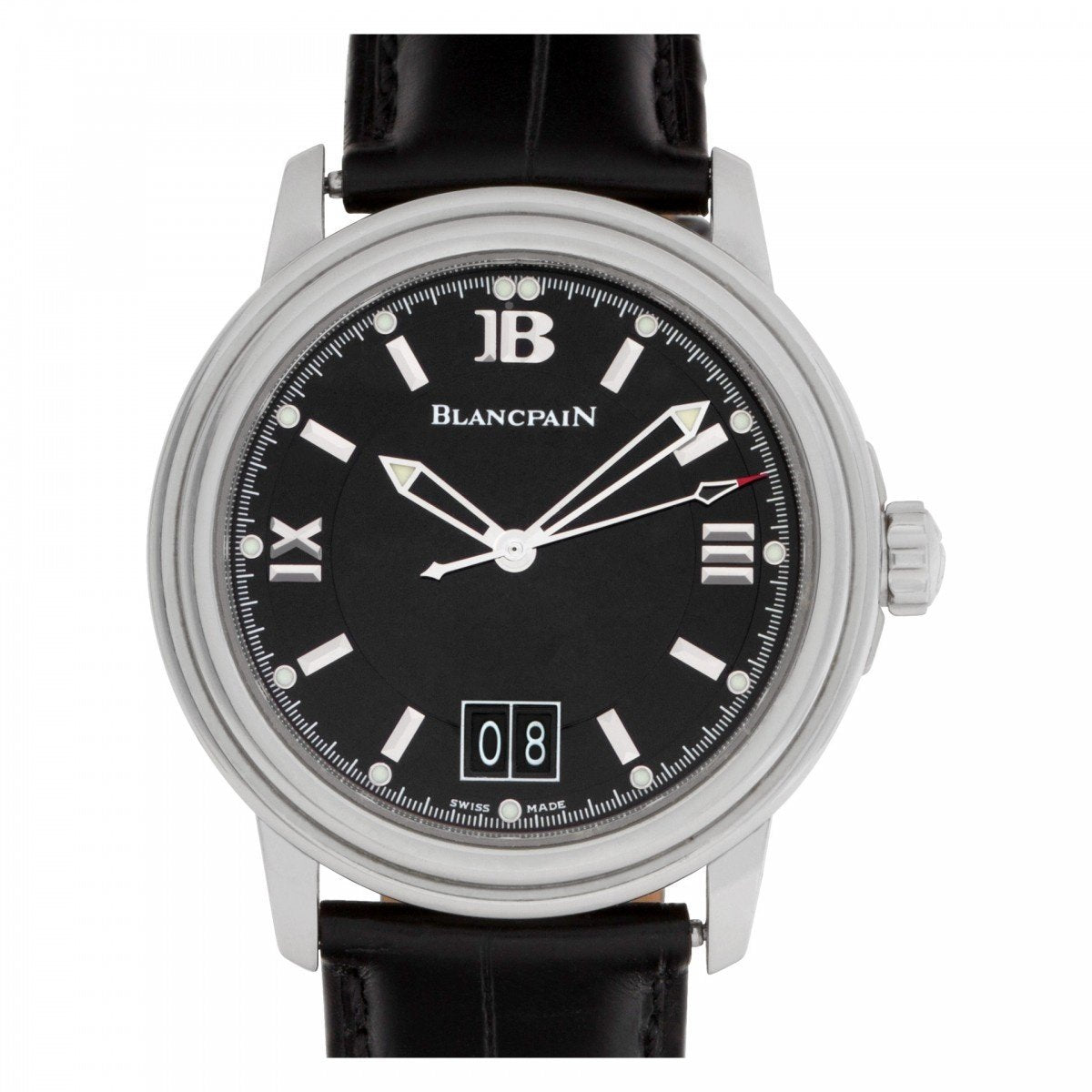 Blancpain Men&#39;s 2150-1130-53B Leman Black Leather Watch