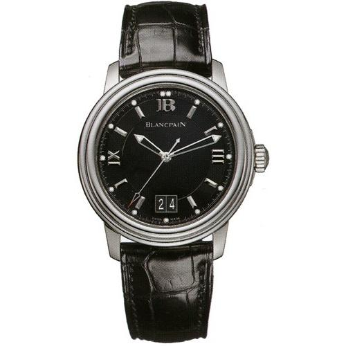 Blancpain Men&#39;s 2150-1130-53 Leman Black Leather Watch