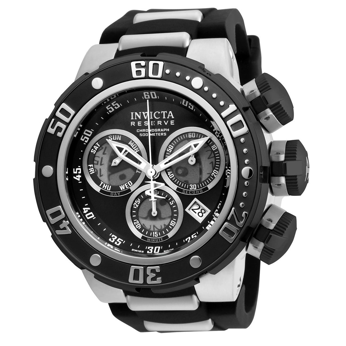 Invicta Men&#39;s 21639 Reserve Subaqua Sea Dragon Black and Silver Polyurethane and Stainless Steel Watch