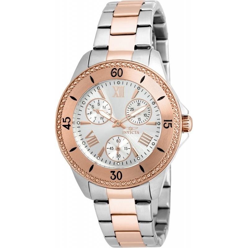 Invicta Women&#39;s 21686 Angel Chronograph Rose-Tone and Silver Stainless Steel Watch