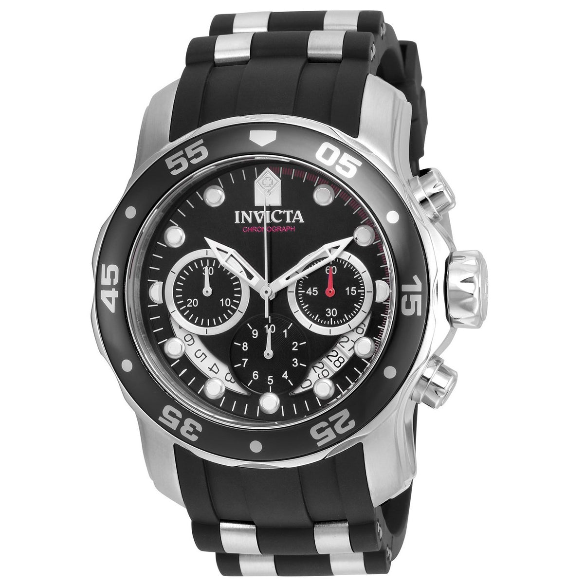 Invicta Men&#39;s 21927 Pro Diver Scuba Black and Silver Polyurethane and Stainless Steel Watch