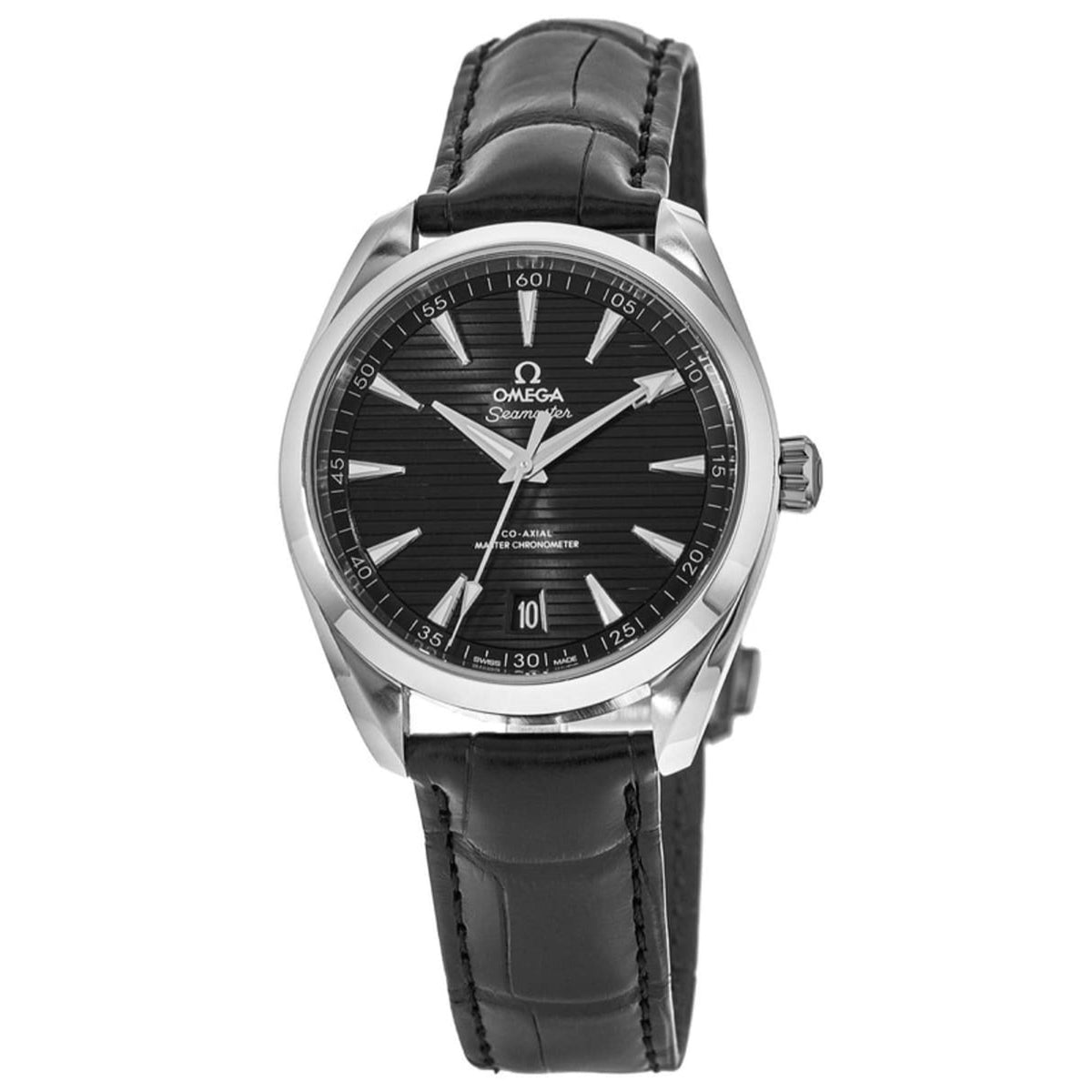 Omega Men's 220.13.41.21.01.001 Aqua Terra Black Leather Watch