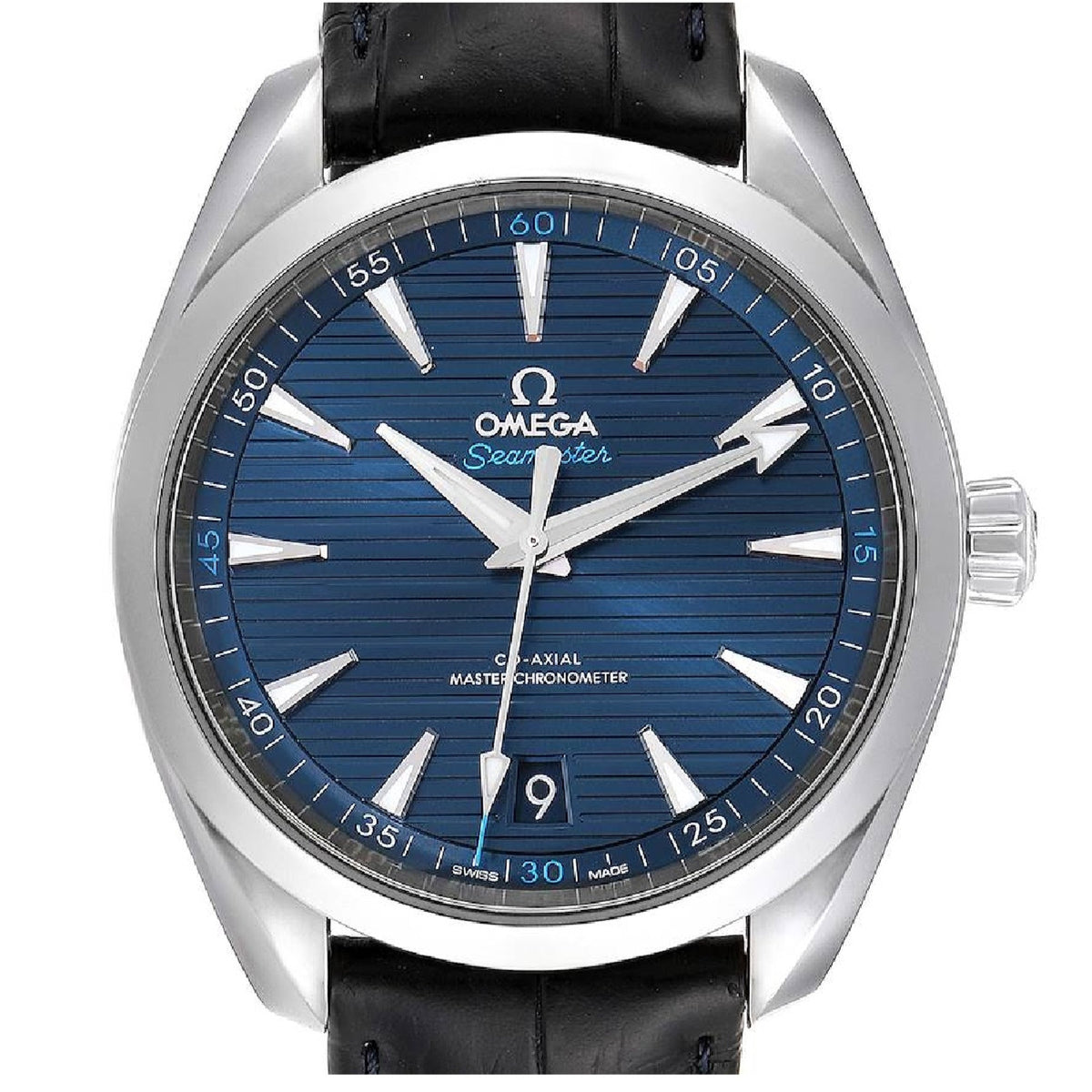 Omega Men's 220.13.41.21.03.001 Seamaster Blue Leather Watch