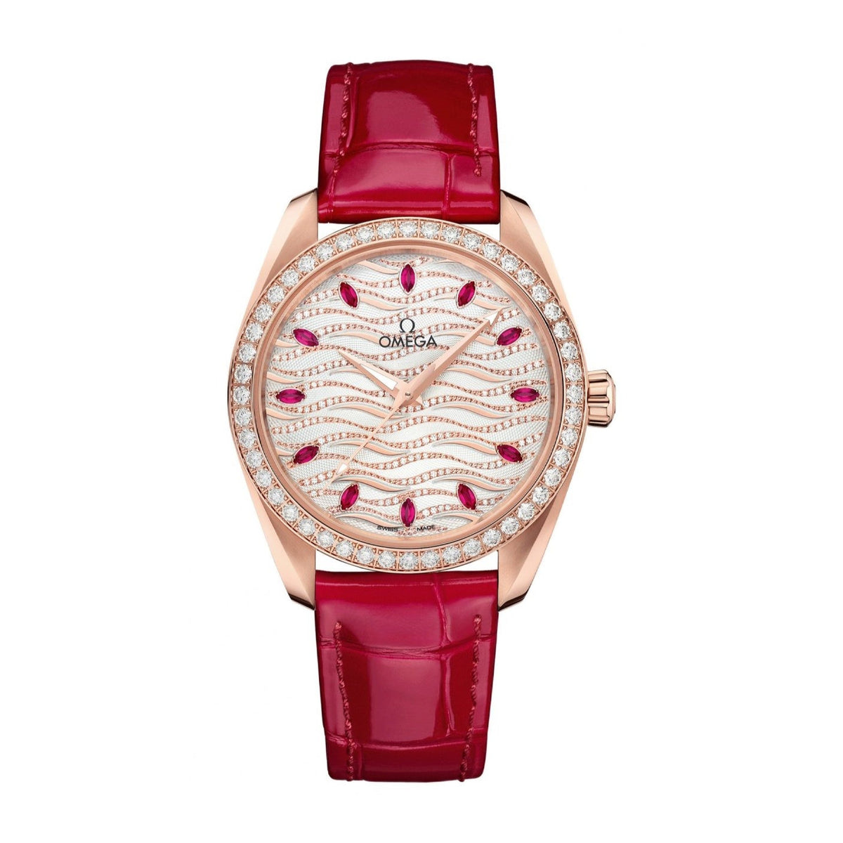 Omega Women's 220.58.38.20.99.004 Aqua Terra Diamonds Red Leather Watch