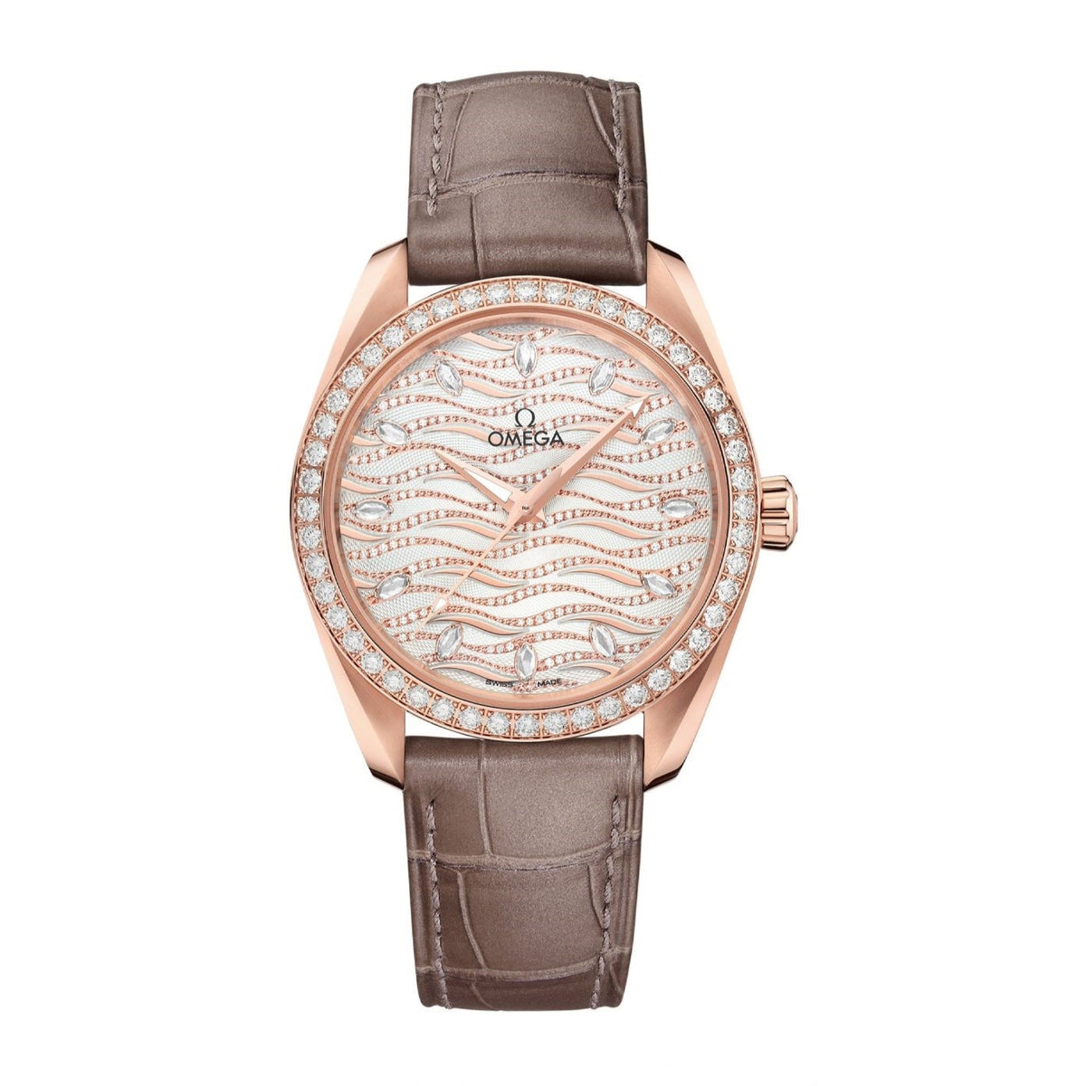 Omega Women's 220.58.38.20.99.006 Aqua Terra Diamonds Brown Leather Watch