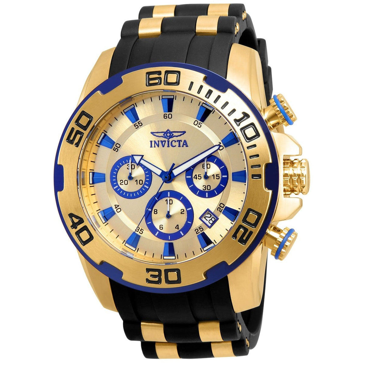 Invicta Men&#39;s 22308 Pro Diver Scuba Black and Gold-Tone Polyurethane and Stainless Steel Watch