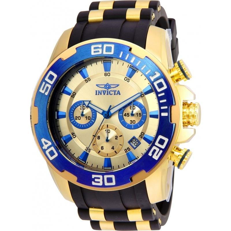 Invicta Men&#39;s 22343 Pro Diver Scuba Black and Gold-Tone Polyurethane and Stainless Steel Watch