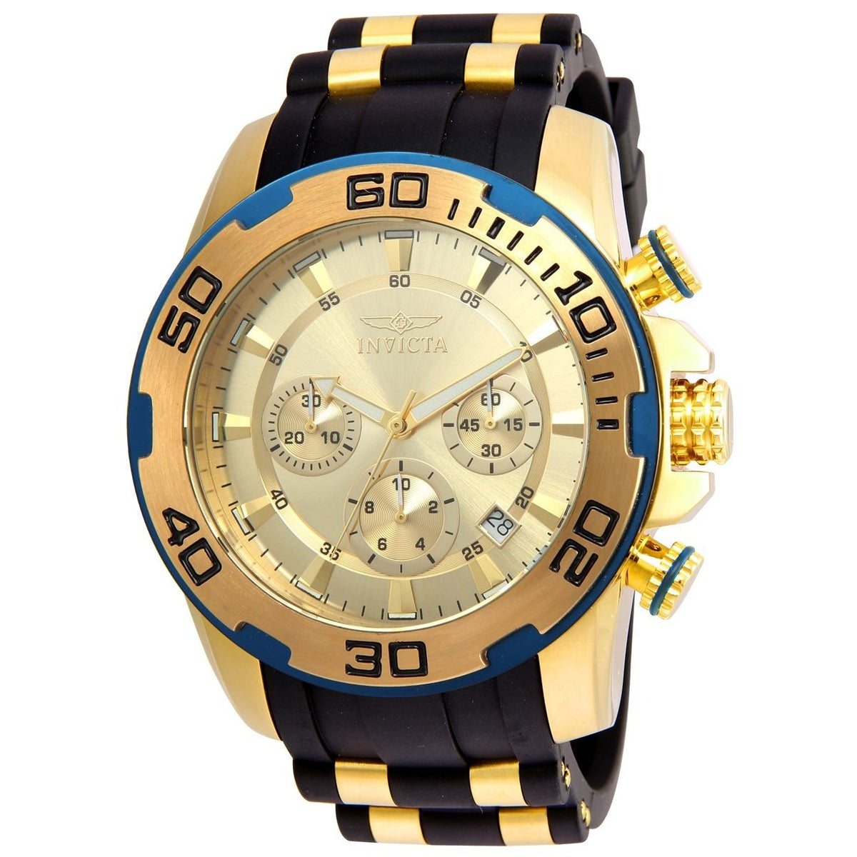 Invicta Men&#39;s 22345 Pro Diver Scuba Black and Gold-Tone Polyurethane and Stainless Steel Watch