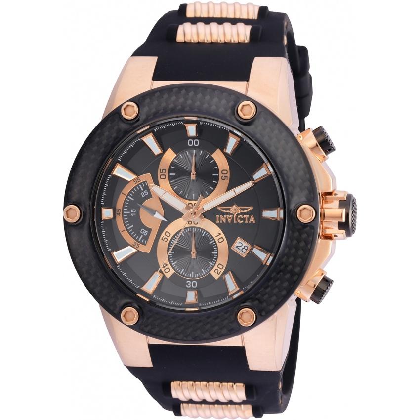 Invicta Men&#39;s 22402 Speedway Black and Rose-Tone Polyurethane and Stainless Steel Watch