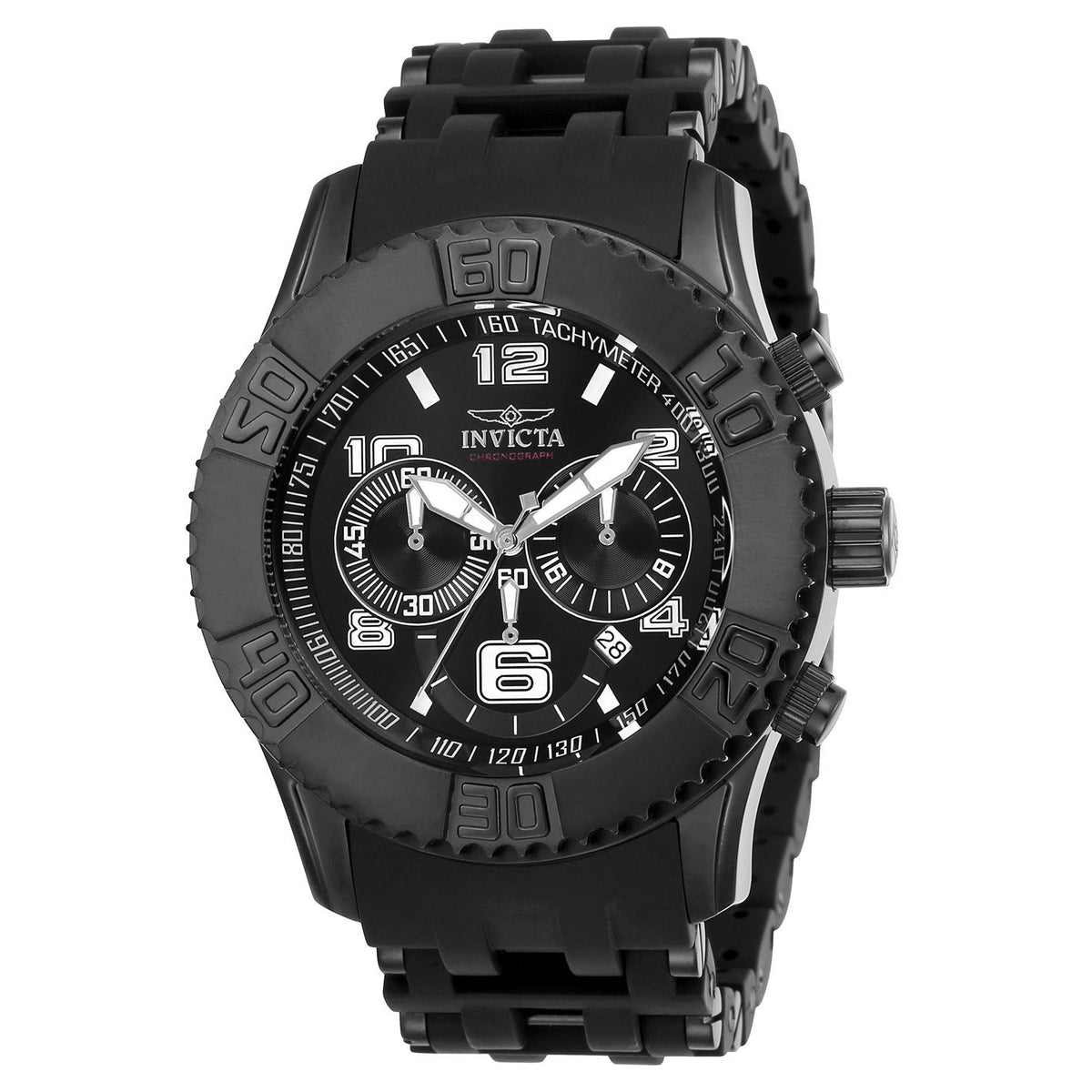 Invicta Men&#39;s 22454 Sea Spider Black and Silver Polyurethane and Stainless Steel Watch