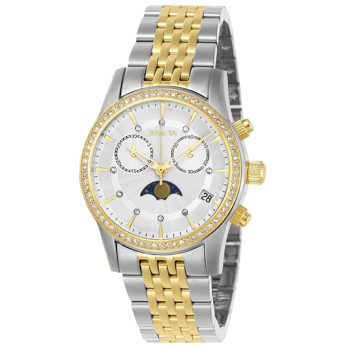 Invicta Women&#39;s 22506 Angel Gold-Tone and Silver Leather Watch