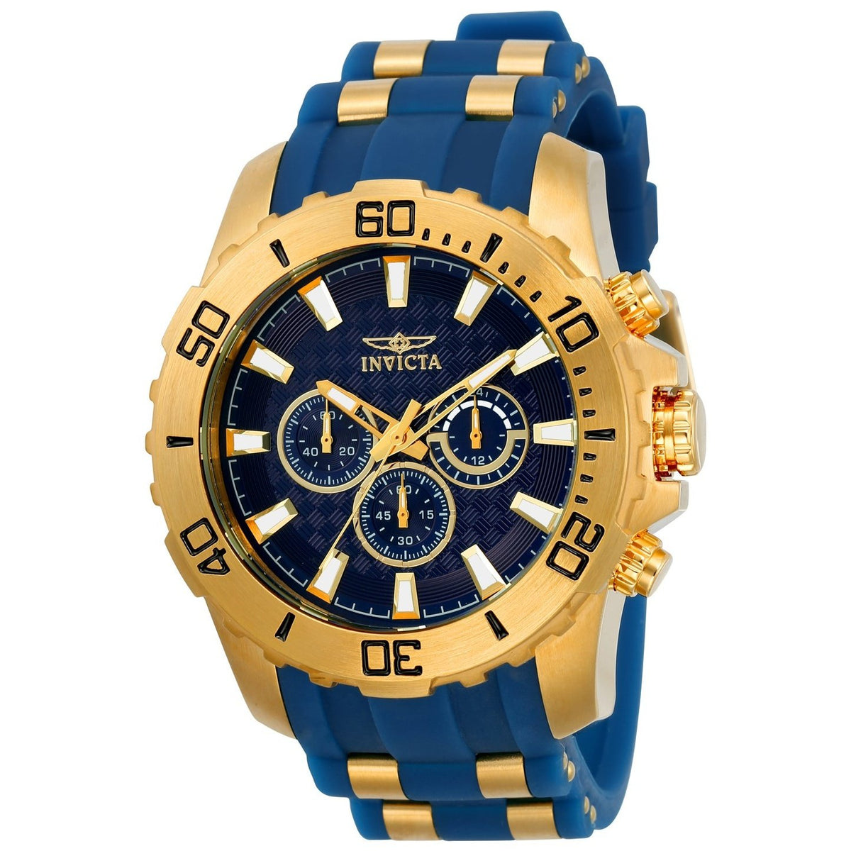 Invicta Men&#39;s 22556 Pro Diver Scuba Blue and Gold-Tone Polyurethane and Stainless Steel Watch