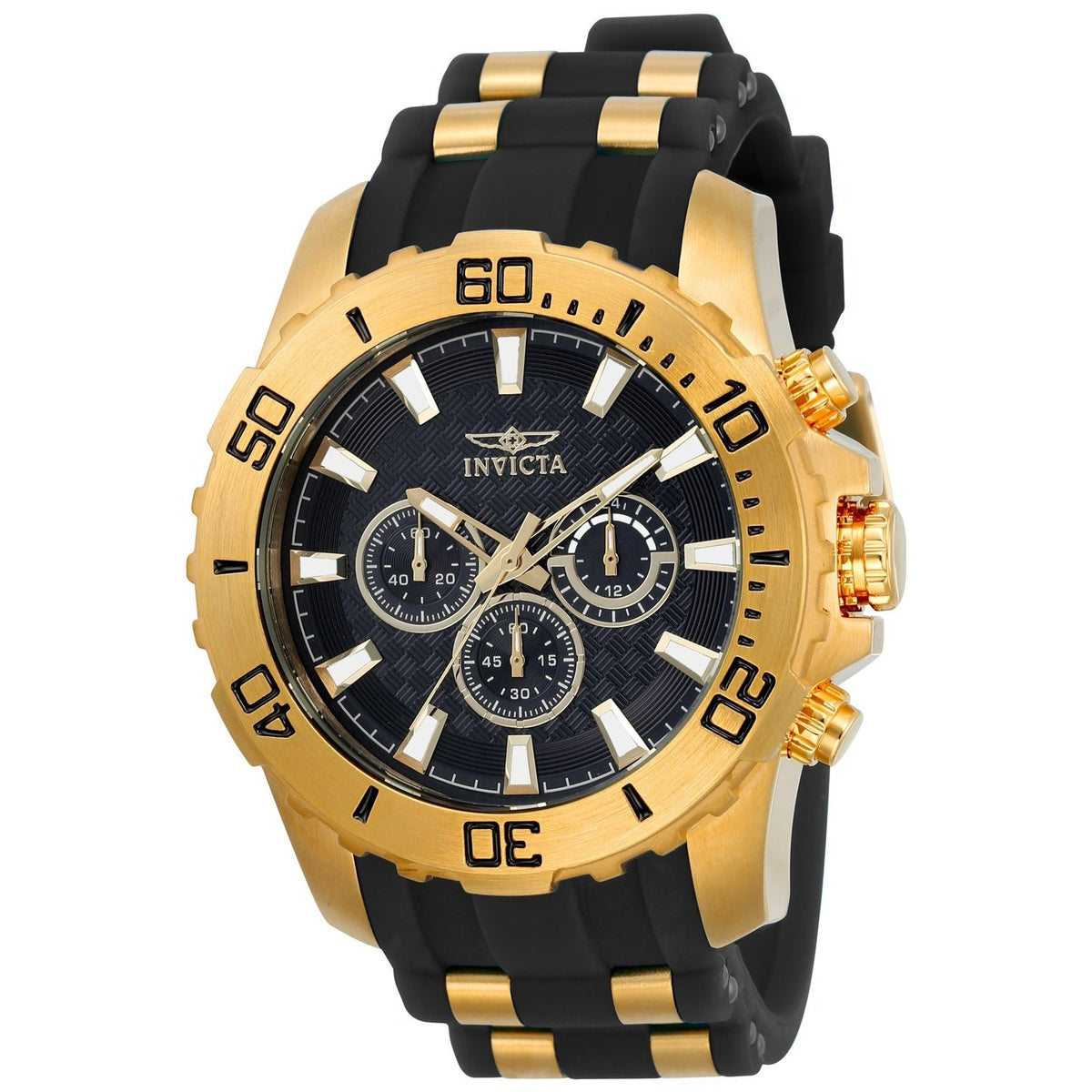 Invicta Men&#39;s 22557 Pro Diver Black and Gold-Tone Polyurethane and Stainless Steel Watch