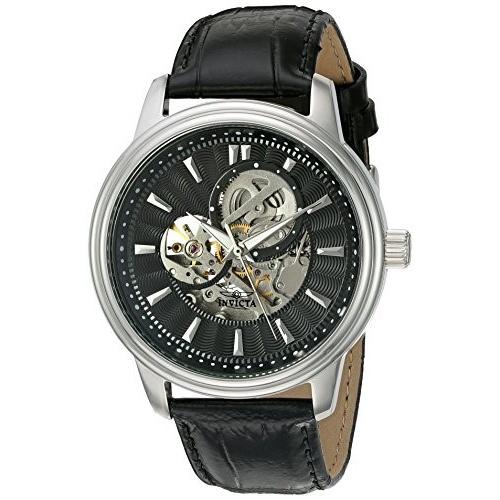 Invicta Men&#39;s 22577 Vintage Automatic Black Leather Watch
