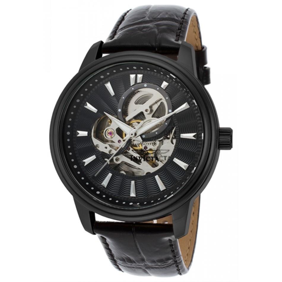 Invicta Men&#39;s 22580 Vintage Black Leather Watch