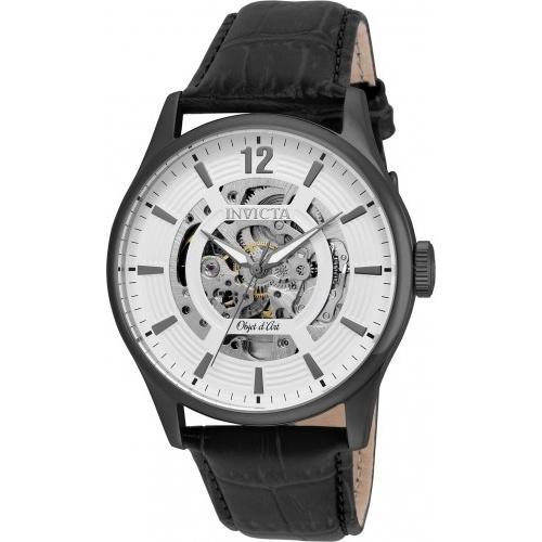Invicta Men&#39;s 22597 Objet D Art Automatic Black Leather Watch
