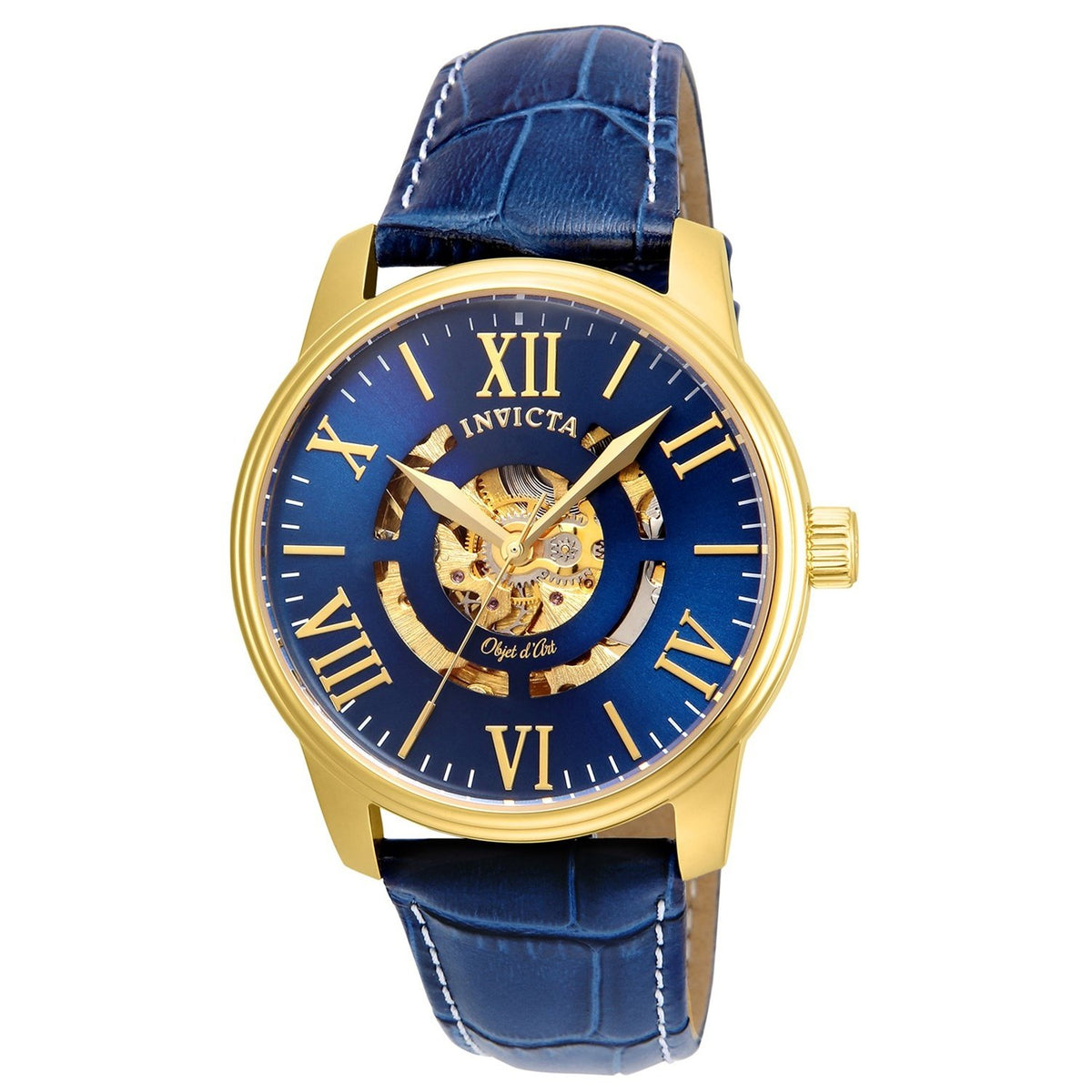 Invicta Men&#39;s 22601 Objet D Art Automatic Blue Leather Watch