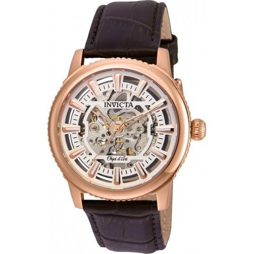 Invicta Men&#39;s 22612 Objet D Art Automatic Brown Leather Watch