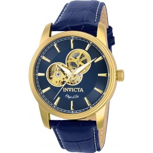 Invicta Men&#39;s 22617 Objet D Art Automatic Blue Leather Watch