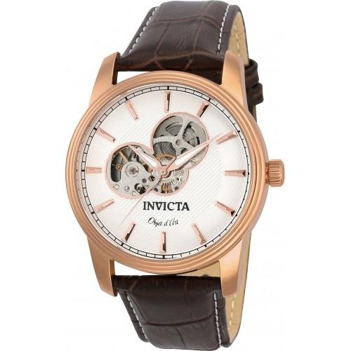 Invicta Men&#39;s 22618 Objet D Art Automatic Brown Leather Watch