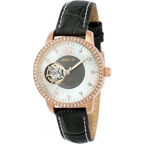 Invicta Women&#39;s 22623 Objet D Art Automatic Grey Leather Watch