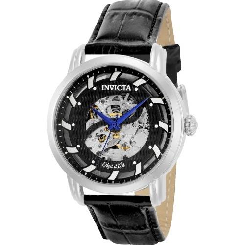 Invicta Men&#39;s 22633 Objet D Art Automatic Black Leather Watch