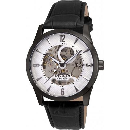 Invicta Men&#39;s 22638 Objet D Art Automatic  Black Leather Watch