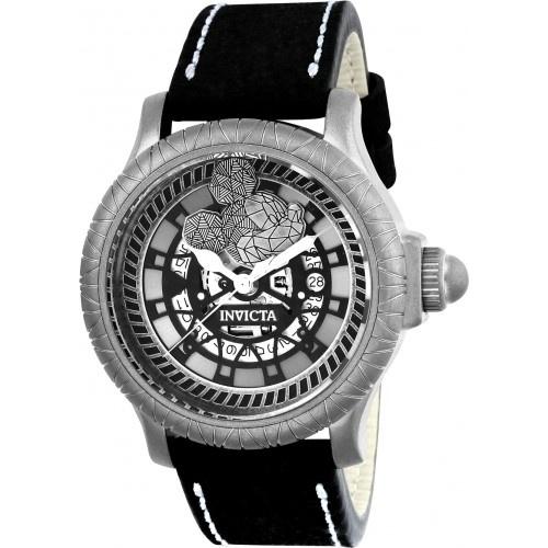 Invicta Men&#39;s 22739 Disney Mickey Mouse Black Leather Watch
