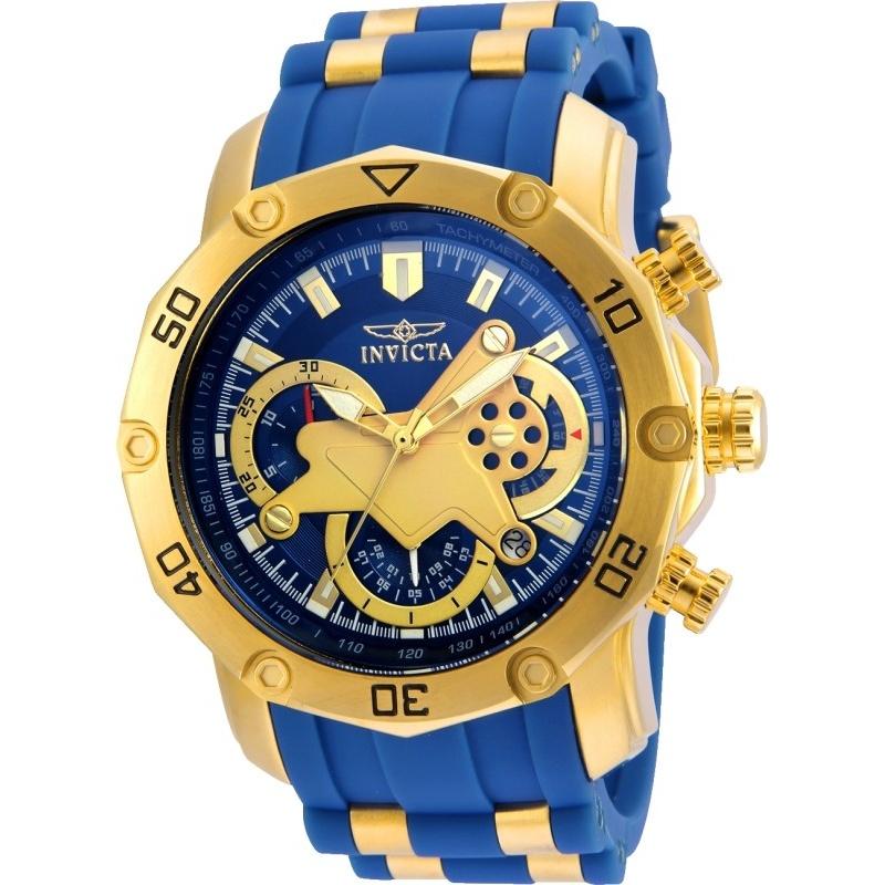 Invicta Men&#39;s 22798 Pro Diver Scuba Blue and Gold-tone Polyurethane and Stainless Steel Watch