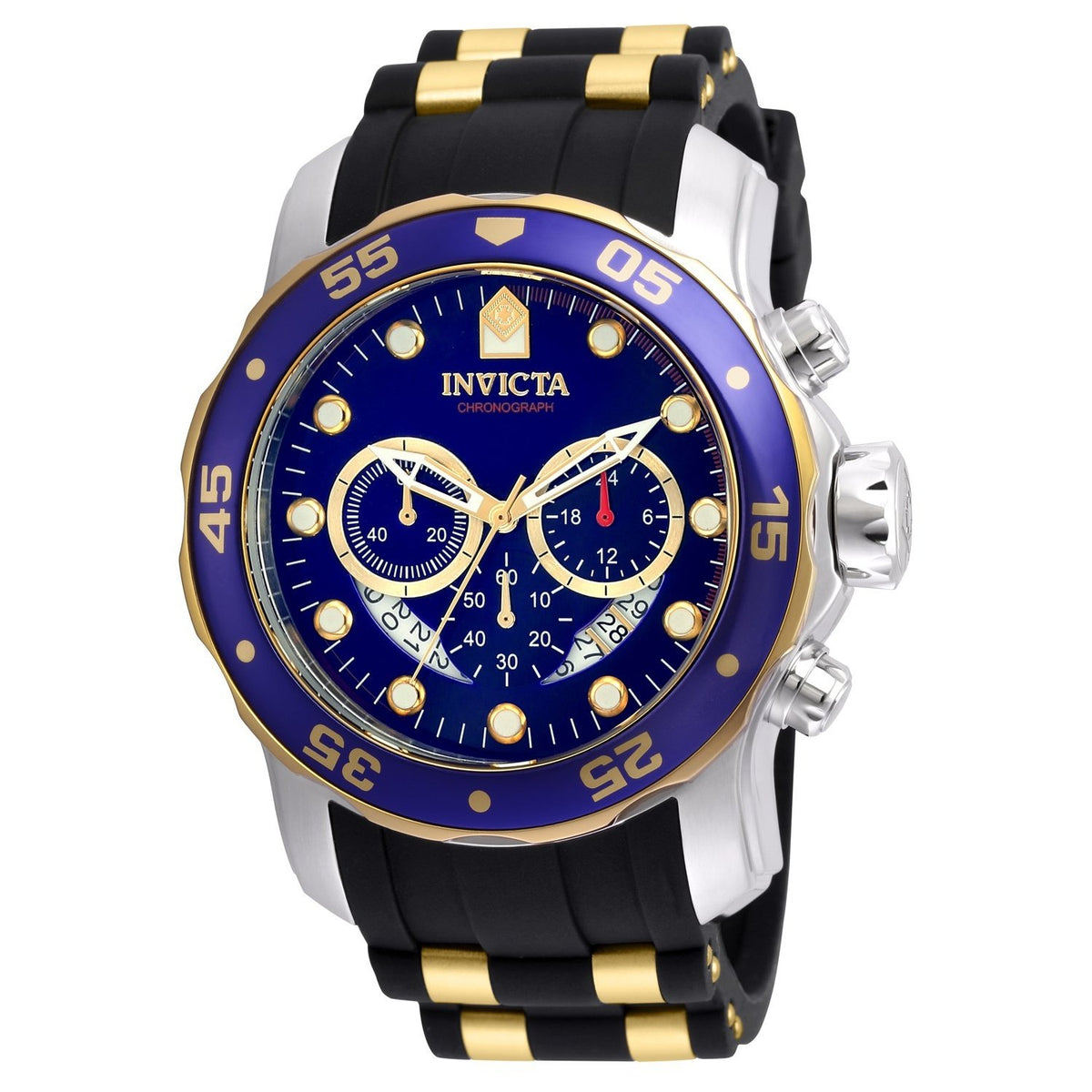 Invicta Men&#39;s 22971 Pro Diver Scuba Black and Gold-Tone Inserts Polyurethane and Stainless Steel Watch