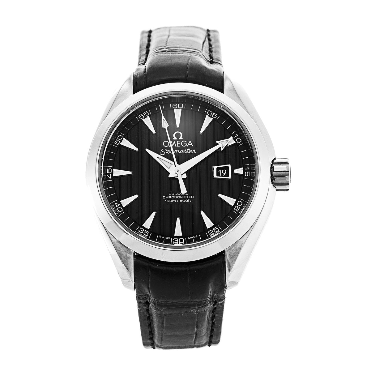 Omega Women's 231.13.34.20.01.001 Aqua Terra Black Leather Watch