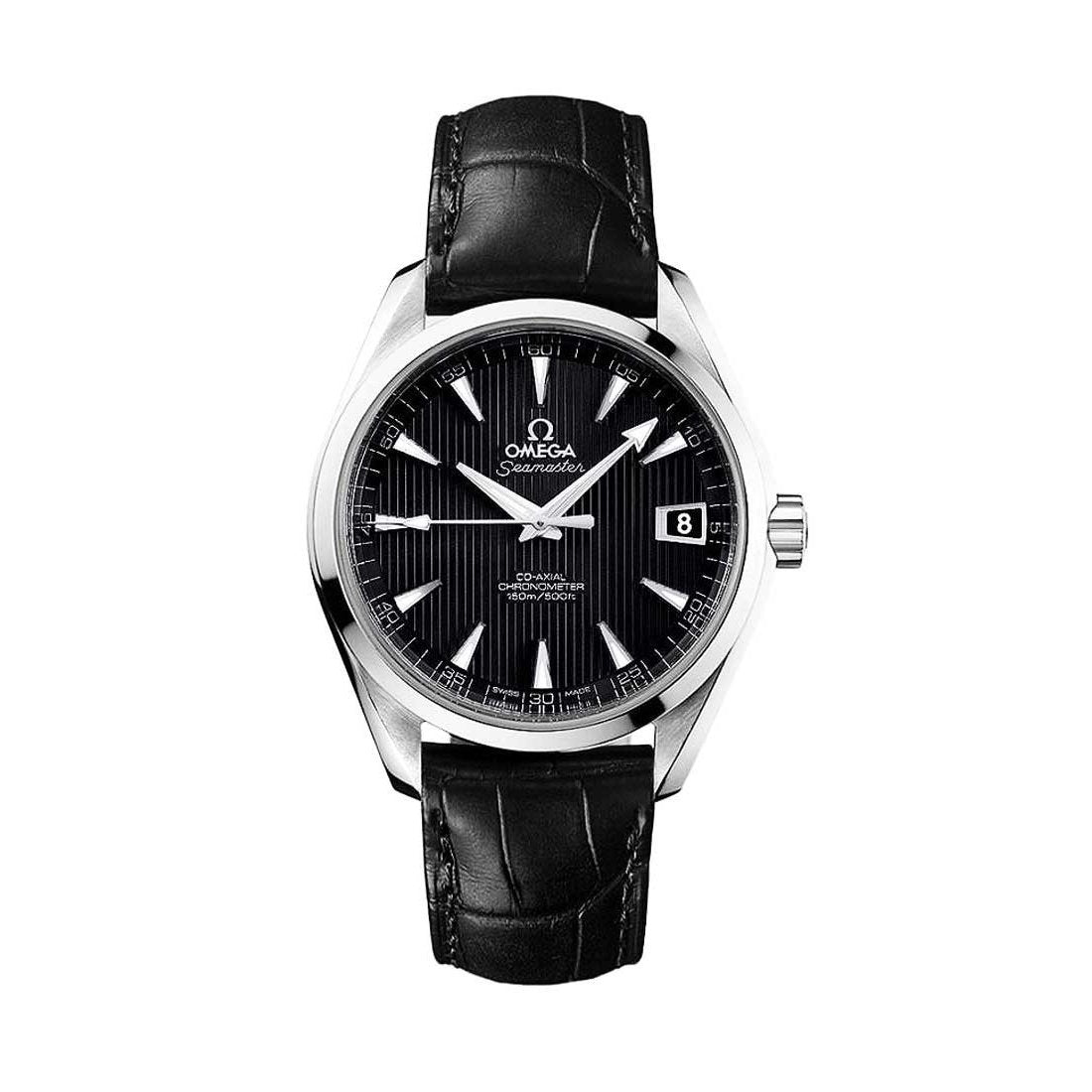 Omega Men&#39;s 231.13.39.21.01.001 Seamaster Aqua Terra Black Leather Watch