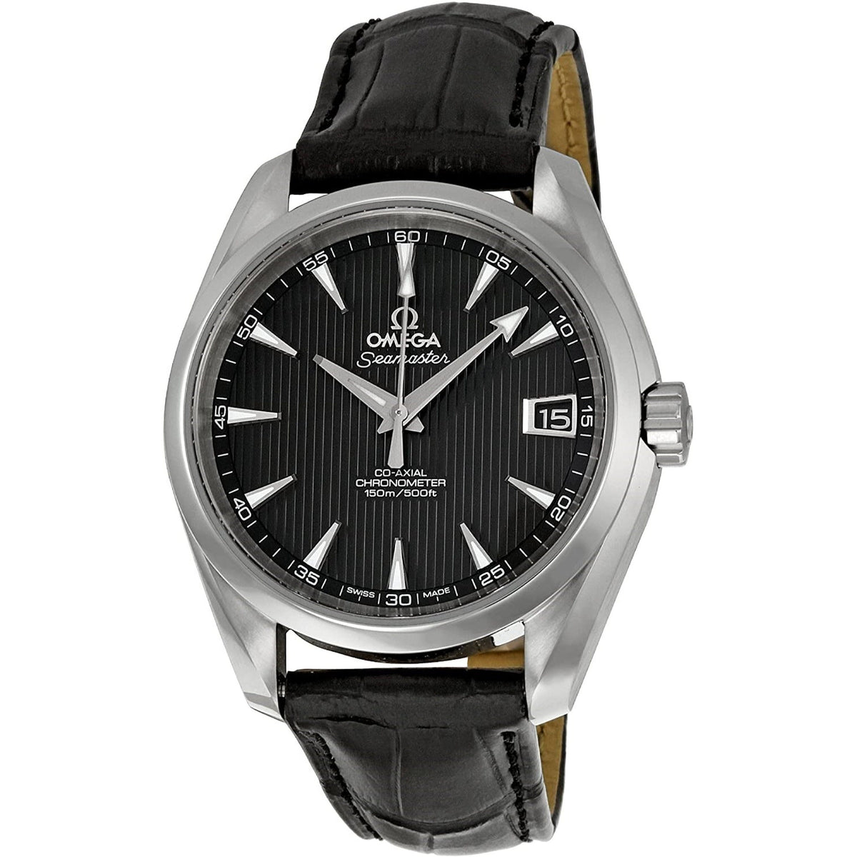 Omega Men's 231.13.39.21.06.001 Aqua Terra Black Leather Watch