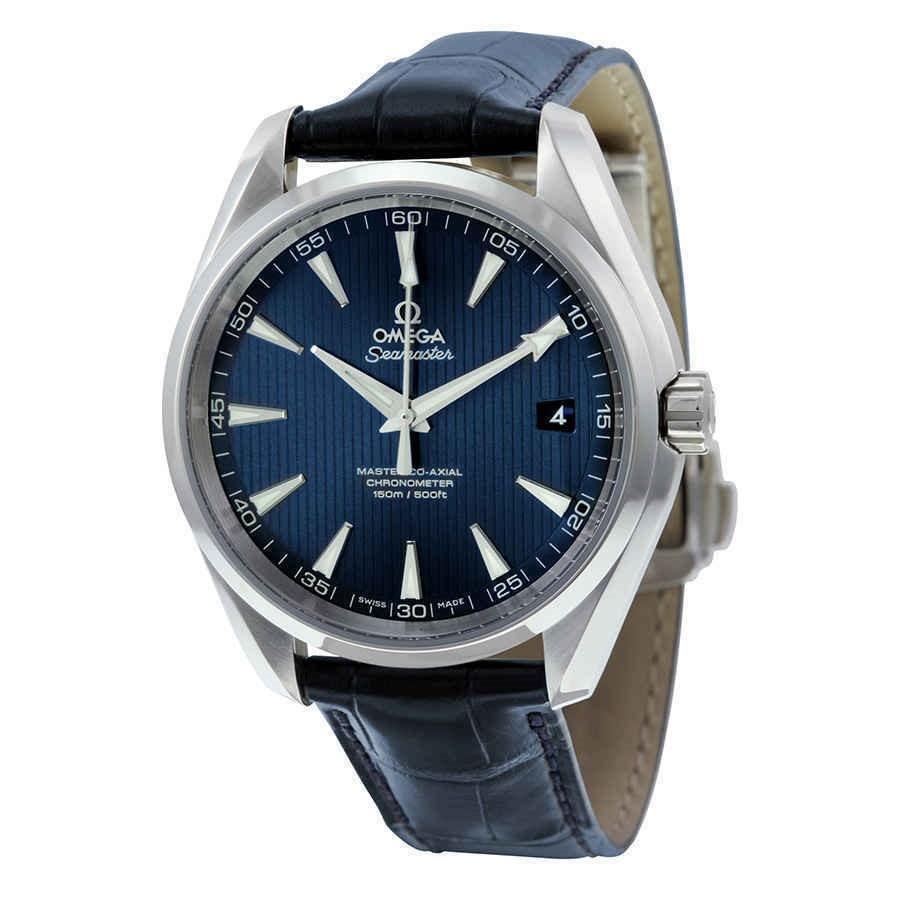 Omega Men&#39;s 231.13.42.21.03.001 Seamaster Aqua Terra Blue Leather Watch