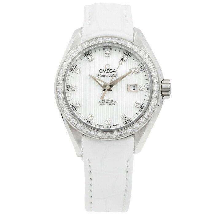 Omega Women&#39;s 231.18.34.20.55.001 Seamaster Aqua Terra White Leather Watch