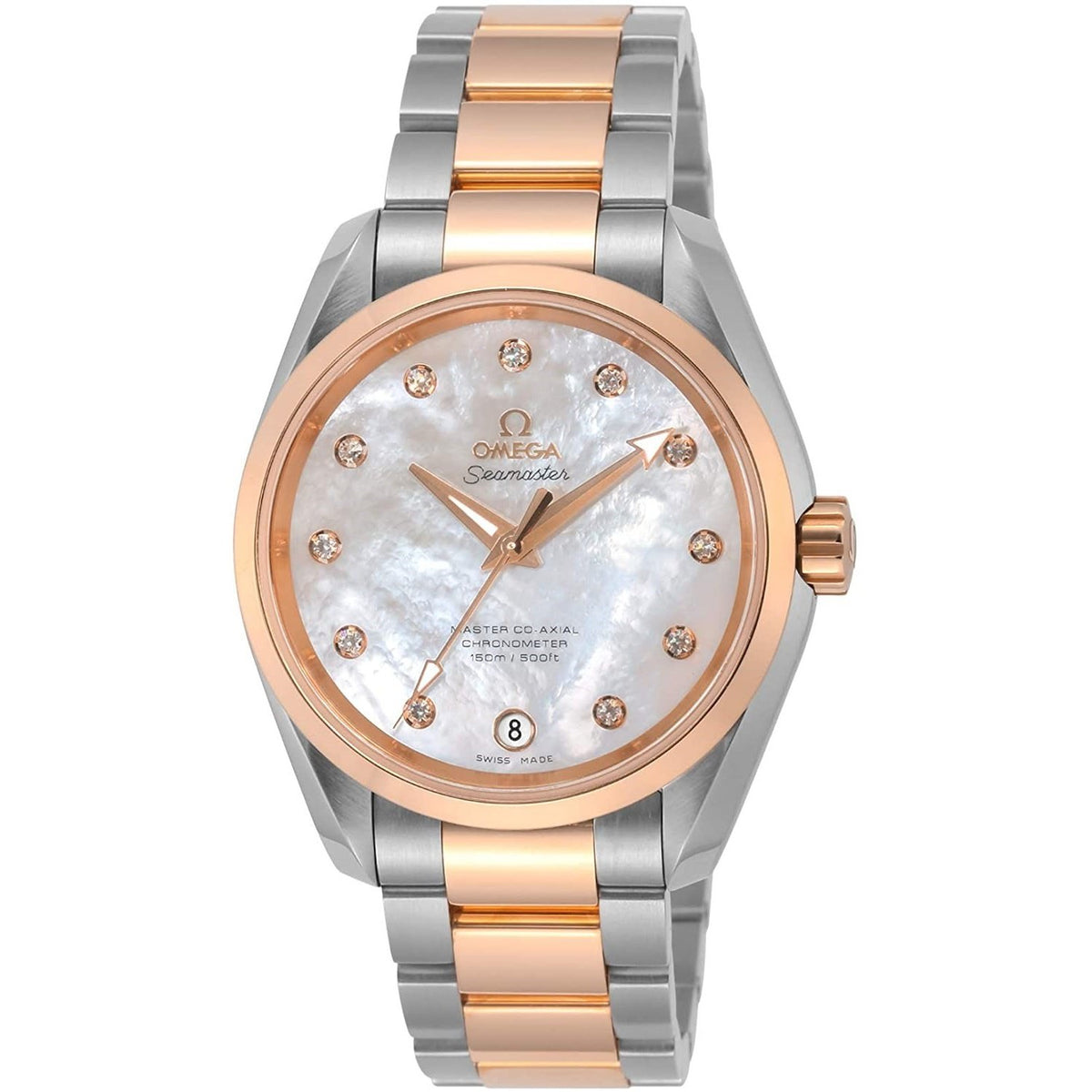Omega Women&#39;s 231.20.39.21.55.003 Seamaster Aqua Terra Two-Tone 18kt Rose Gold and Stainless Steel Watch