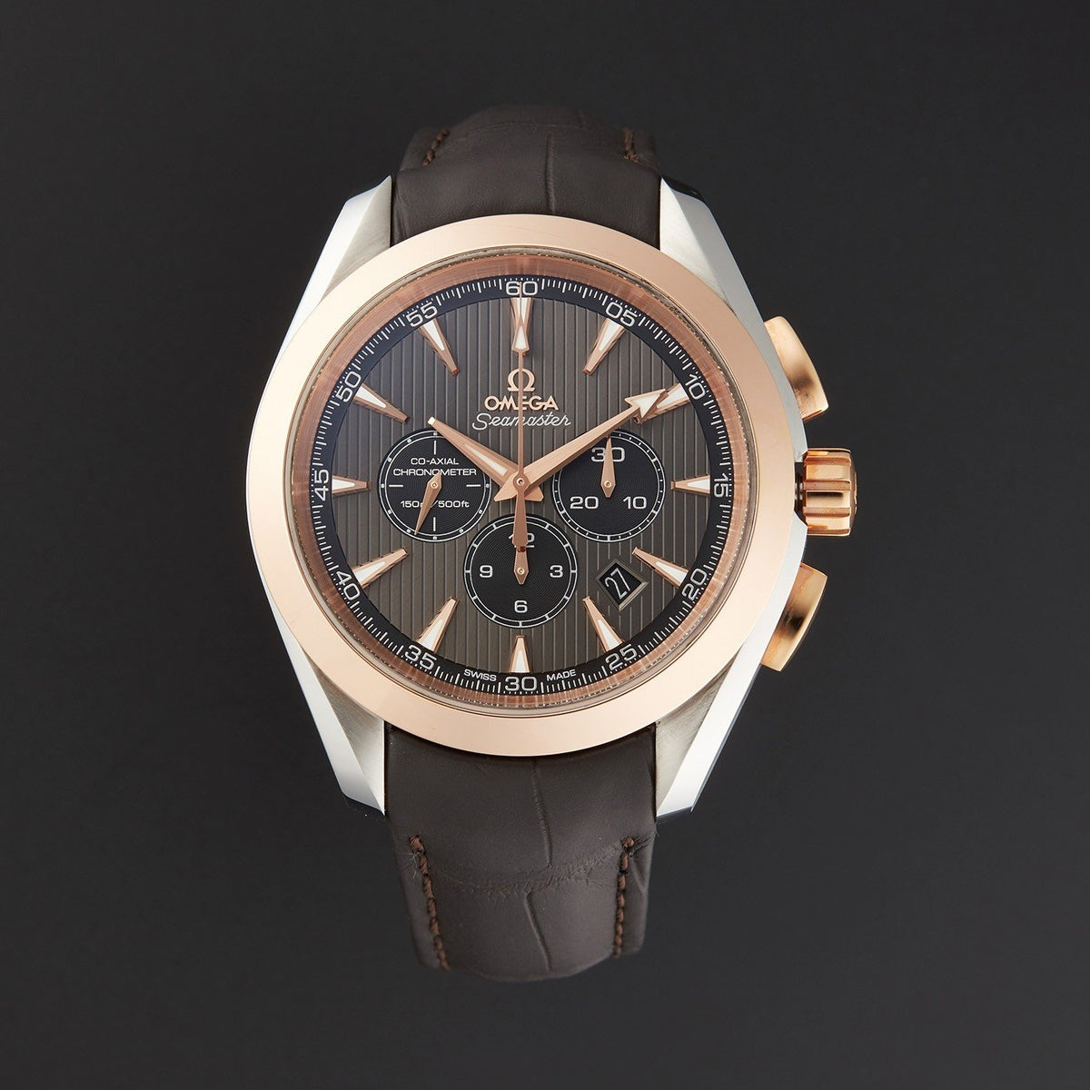 Omega Men&#39;s 231.23.44.50.06.001 Seamaster Aqua Terra Chronograph Brown Leather Watch