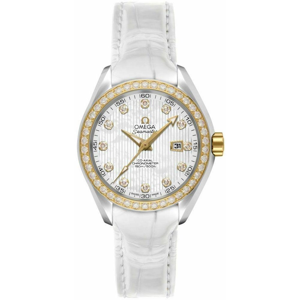 Omega Women&#39;s 231.28.34.20.55.001 Seamaster Aqua Terra White Leather Watch