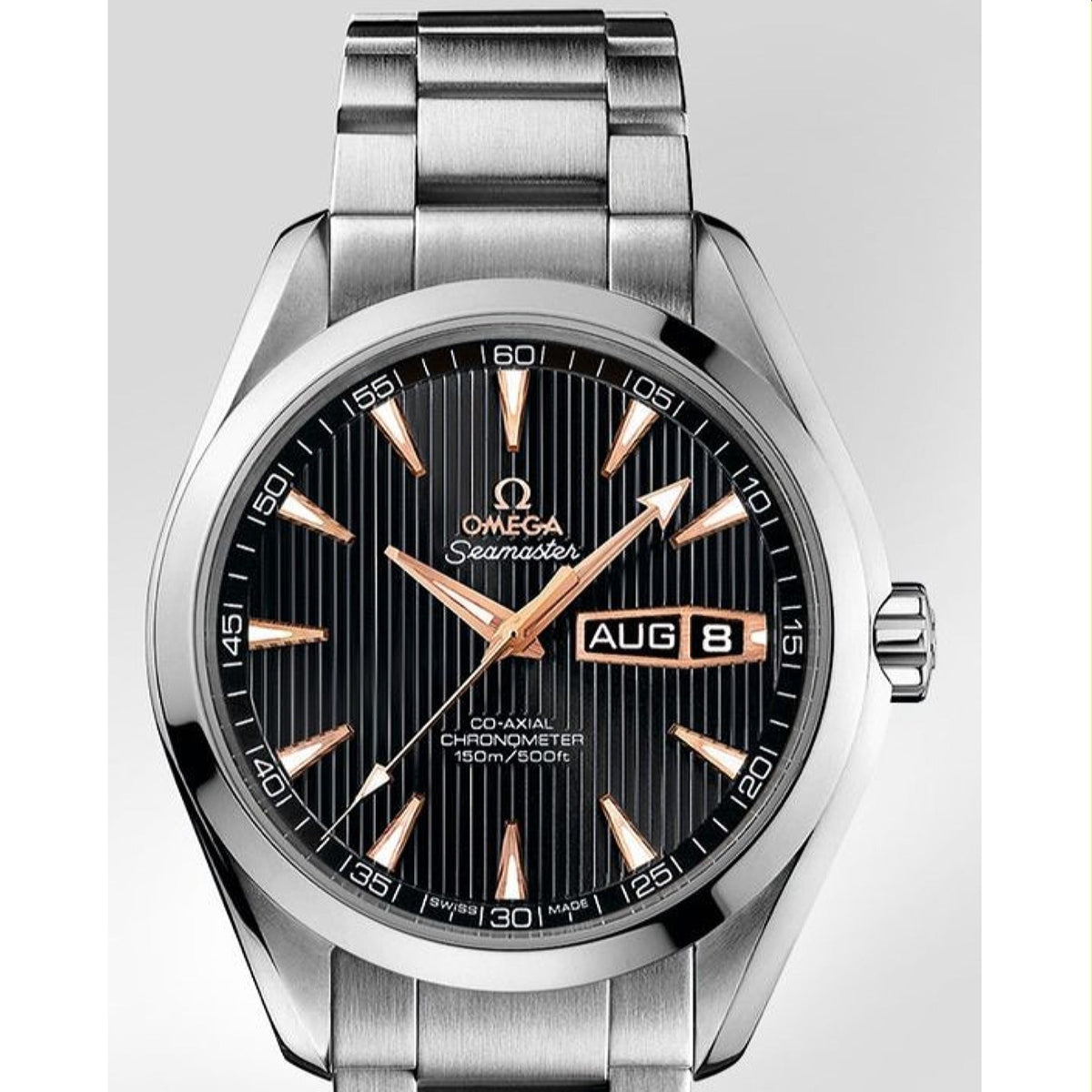 Omega Men's 231.50.43.22.01.001 Aqua Terra White Gold-Tone Stainless Steel Watch